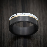 Carbon Fiber and Venetian Composite Men's Ring with Gold Inlay