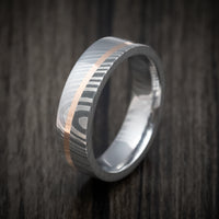 Damascus Steel Diagonal 14K Gold Men's Ring Wedding Band Custom Made
