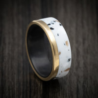 Carbon Fiber and Venetian Composite Men's Ring with Gold Inlay