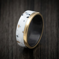 Carbon Fiber and Venetian Composite Men's Ring with Gold Inlay