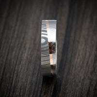 Damascus Steel Diagonal 14K Gold Men's Ring Wedding Band Custom Made