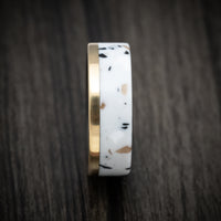 Carbon Fiber and Venetian Composite Men's Ring with Gold Inlay