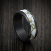 Carbon Fiber and Gold Marbled Trustone Men's Ring