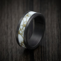 Carbon Fiber and Gold Marbled Trustone Men's Ring