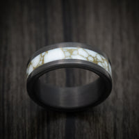 Carbon Fiber and Gold Marbled Trustone Men's Ring