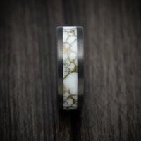 Carbon Fiber and Gold Marbled Trustone Men's Ring