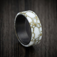 Carbon Fiber and Gold Marbled Trustone Men's Ring