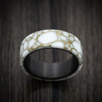 Carbon Fiber and Gold Marbled Trustone Men's Ring