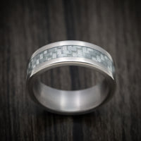 Titanium and Silver Carbon Fiber Men's Ring