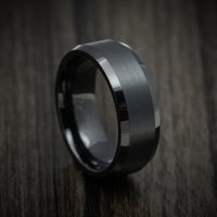 Black Tungsten Men's Ring with Satin Finish Custom Made Band