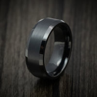 Black Tungsten Men's Ring with Satin Finish Custom Made Band
