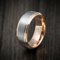 Tungsten Men's Ring with Golden Tungsten Sleeve Custom Made Band