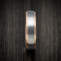 Tungsten Men's Ring with Golden Tungsten Sleeve Custom Made Band