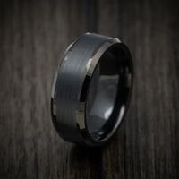 Black Tungsten Men's Ring with Satin Finish Custom Made Band
