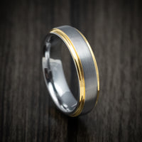Tungsten Men's Ring with Golden Tungsten Edges Custom Made Band
