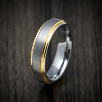 Tungsten Men's Ring with Golden Tungsten Edges Custom Made Band