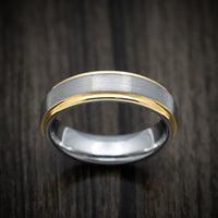 Tungsten Men's Ring with Golden Tungsten Edges Custom Made Band