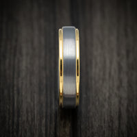 Tungsten Men's Ring with Golden Tungsten Edges Custom Made Band