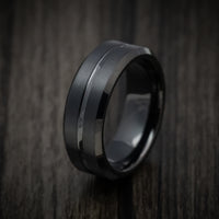 Black Tungsten Men's Ring with Satin Finish Custom Made Band