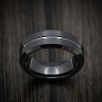 Black Tungsten Men's Ring with Satin Finish Custom Made Band