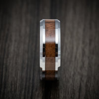 Tungsten Men's Ring with Mahogany Wood Inlay Custom Made Band