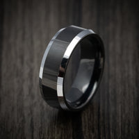 Tungsten Men's Ring with Black Tungsten Accents Custom Made Band