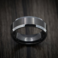 Tungsten Men's Ring with Black Tungsten Accents Custom Made Band