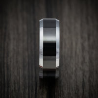 Tungsten Men's Ring with Black Tungsten Accents Custom Made Band