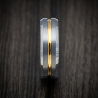 Tungsten Men's Ring with Golden Tungsten Inlay Custom Made Band
