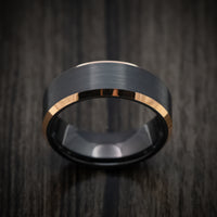 Black Tungsten Men's Ring with Golden Tungsten Edges Custom Made Band
