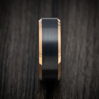 Black Tungsten Men's Ring with Golden Tungsten Edges Custom Made Band