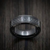 Black Tungsten Men's Ring with Black Carbon Fiber Inlay Custom Made Band