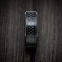 Black Tungsten Men's Ring with Black Carbon Fiber Inlay Custom Made Band