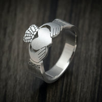 Titanium Celtic Claddagh Cut-Out Men's Ring Custom Made