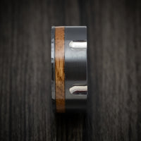 Black Zirconium and Wood Revolver Men's Ring Custom Made
