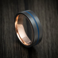 Black Zirconium and Gold Sleeve Men's Band with Cerakote Inlay