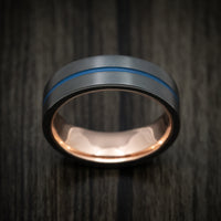 Black Zirconium and Gold Sleeve Men's Band with Cerakote Inlay