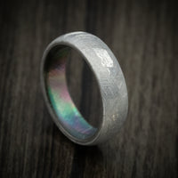 Gibeon Meteorite Men's Ring with Black Mother of Pearl Shell Sleeve