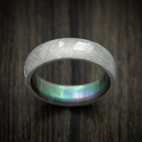 Gibeon Meteorite Men's Ring with Black Mother of Pearl Shell Sleeve