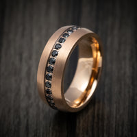 Golden Tungsten Men's Ring with Black Stones Custom Made Band