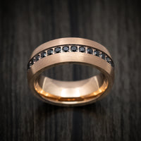 Golden Tungsten Men's Ring with Black Stones Custom Made Band