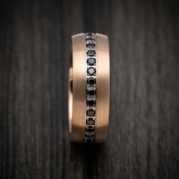 Golden Tungsten Men's Ring with Black Stones Custom Made Band