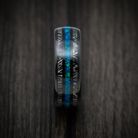Black Tungsten Men's Ring with Opal and Titanium Shaving Inlays