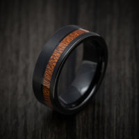 Black Tungsten Men's Ring with Koa Wood Inlay Custom Made Band
