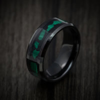 Black Tungsten Men's Ring with Malachite Inlay