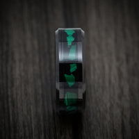 Black Tungsten Men's Ring with Malachite Inlay