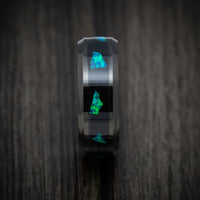 Black Tungsten Men's Ring with Opal Chunk Inlay