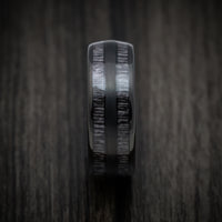 Black Tungsten Men's Ring with Charcoal Wood Inlays