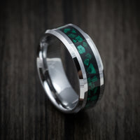 Tungsten Men's Ring with Malachite Inlay