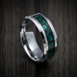 Tungsten Men's Ring with Malachite Inlay